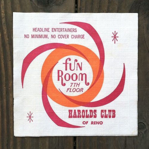 HAROLD'S CLUB FUN ROOM Paper Casino Napkins 1960s