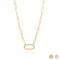 18K Gold PVD Paperclip Carabiner Necklace: Gold / 16+2" WJW