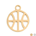 18K Gold PVD Stainless Steel Basketball Charm: Gold WJW