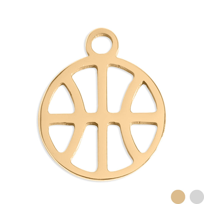 18K Gold PVD Stainless Steel Basketball Charm: Stainless WJW