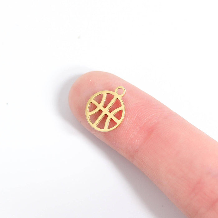18K Gold PVD Stainless Steel Basketball Charm: Stainless WJW