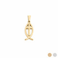 18K Gold PVD Stainless Steel Fish Charm with Cross Center: Gold WJW