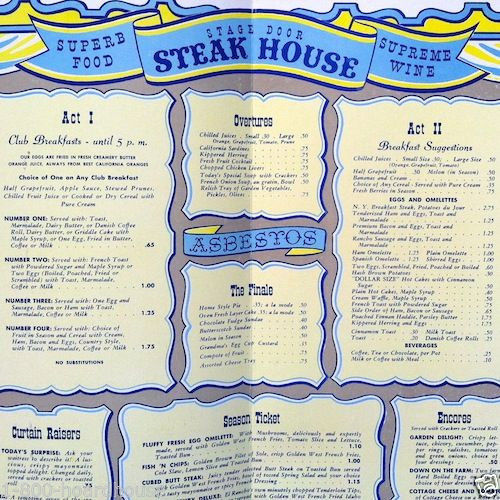EL RANCHO Las Vegas HOTEL CASINO Restaurant Menu 1954