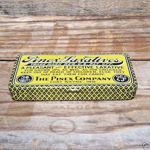 PINEX LAXATIVES MEDICAL Pharmacy Medicine Tin 1900s