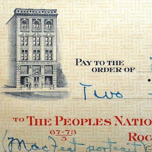 PEOPLES BANK Rock Hill Business Check 1930s