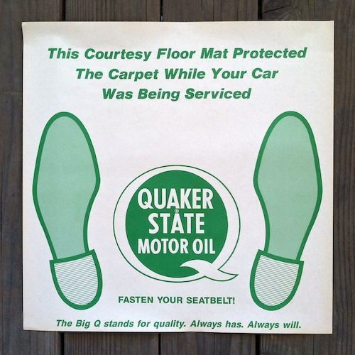 QUAKER STATE MOTOR OIL Paper Floor Mats 1950s