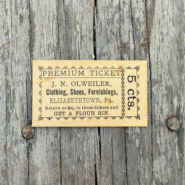 25 Tickets 1920s J. N. Olweiler Trading Co FREE FLOUR BIN Elizabethtown PA Lot