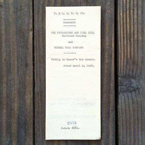 PITTSBURGH LAKE ERIE Railroad Articles Agreement 1900s