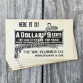 6 Vtg 1920s A DOLLAR FOR 9 CENTS Sale Event WM Plummer COUPON Minnewaukan ND Lot