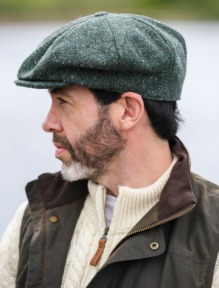 8 Piece Tweed Panel Cap - Green #color_green