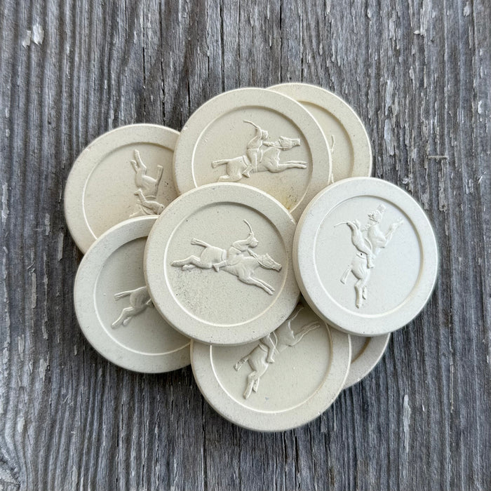 8 WHOLESALE Vintage 1930s Clay HORSE RACE Jockey Poker Game Chips LOT