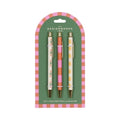 Designworks Ink ballpoint pen set of 3 with black ink: flower, stripe, lemon designs