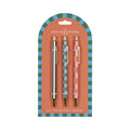 Ballpoint pen set with three striped and checked ballpoint pens, black ink