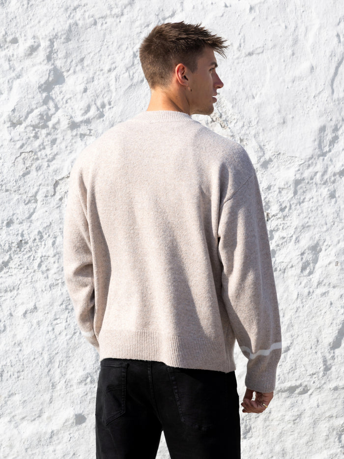 Abel Script Knitted Jumper - Taupe