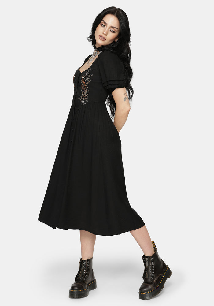 Abellona Embroidered Midi Dress