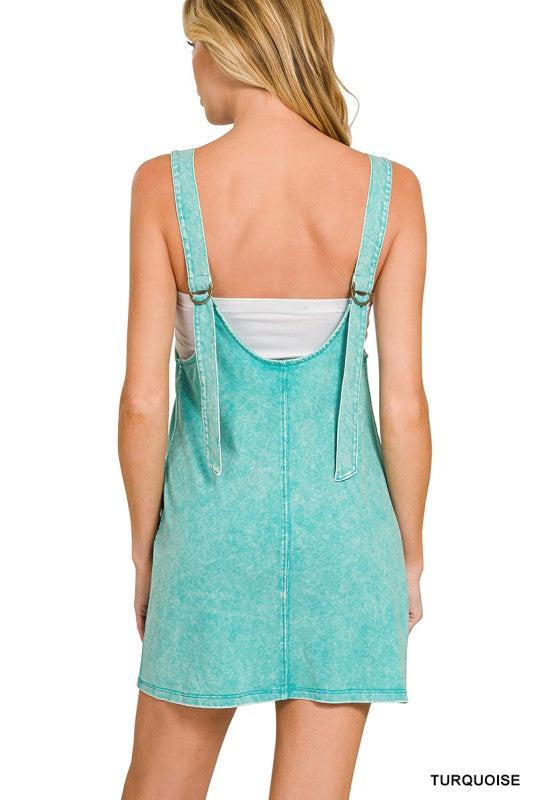 Acid Wash Overall Knit Mini Dress