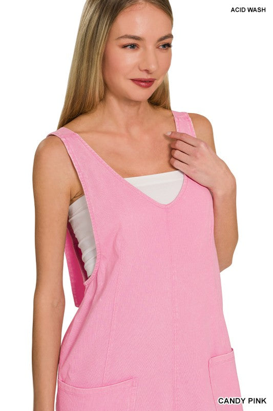 Acid Wash Overall Knit Mini Dress