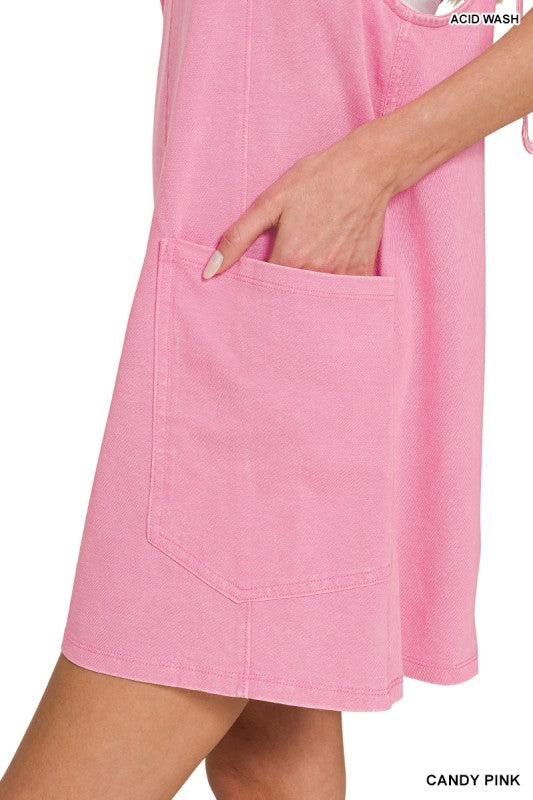 Acid Wash Overall Knit Mini Dress