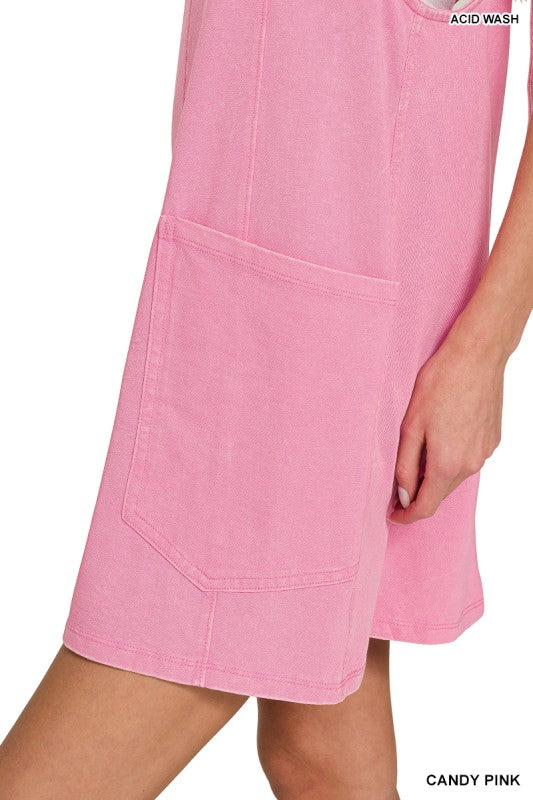 Acid Wash Overall Knit Mini Dress