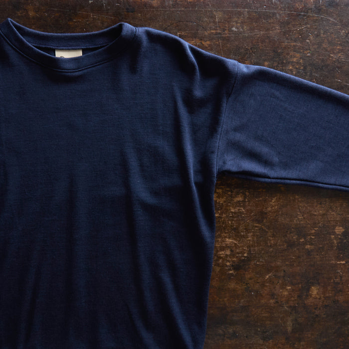 Adults Merino Wool & Silk Interlock Sweatshirt - Marine