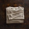 Adults Merino Wool & Silk Interlock Sweatshirt - Sand