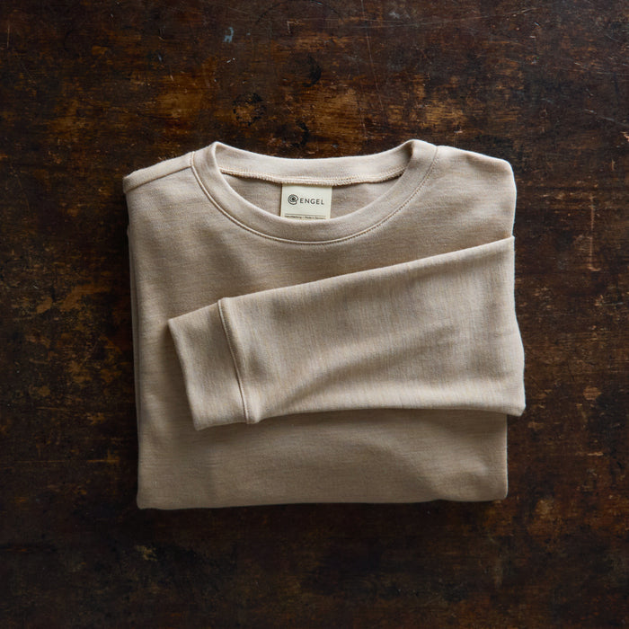 Adults Merino Wool & Silk Interlock Sweatshirt - Sand