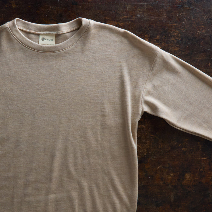 Adults Merino Wool & Silk Interlock Sweatshirt - Sand