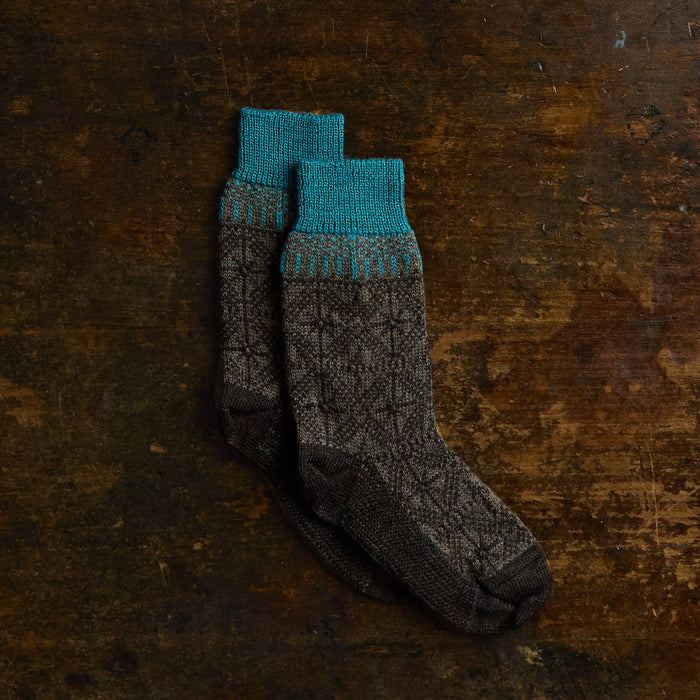 Adults Wool Snow Crystal Socks - Brown