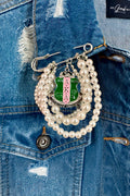 AKA Shield + White Pearls Pin