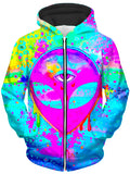 Alien Melt Pink Unisex Zip-Up Hoodie BrizBazaar Epic Hoodie