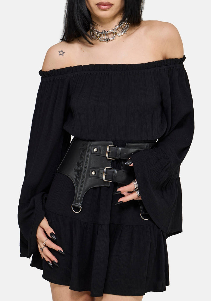 Amarantha Crinkle Bardot Mini Dress