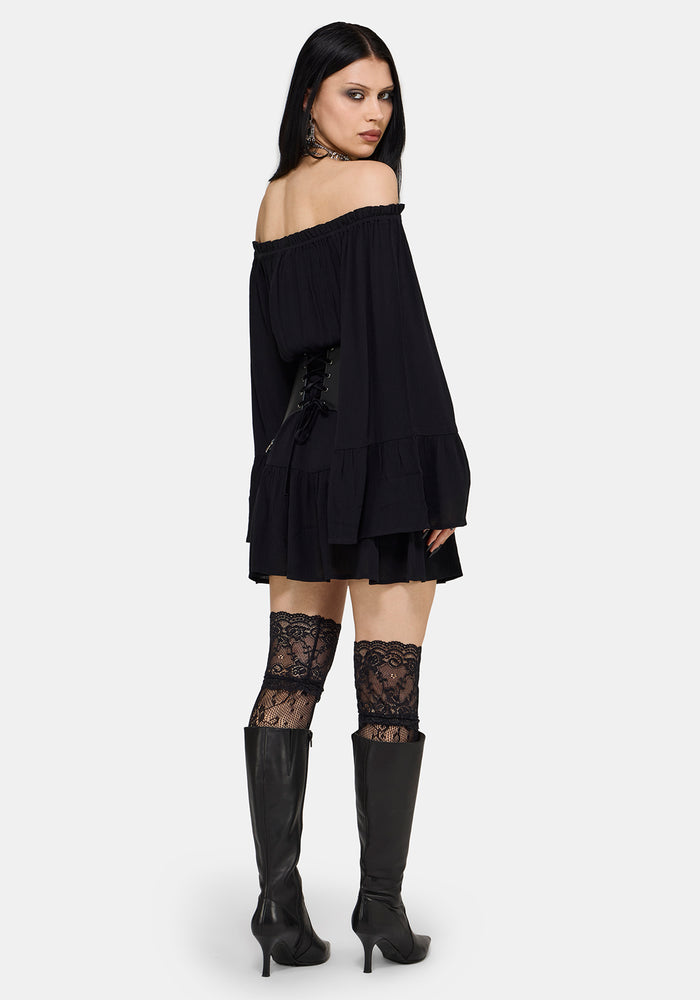 Amarantha Crinkle Bardot Mini Dress
