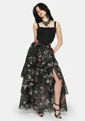 Anara Fruit Print Tiered Skirt