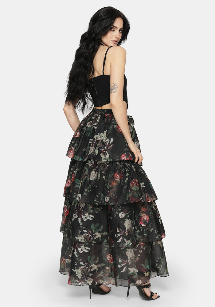 Anara Fruit Print Tiered Skirt