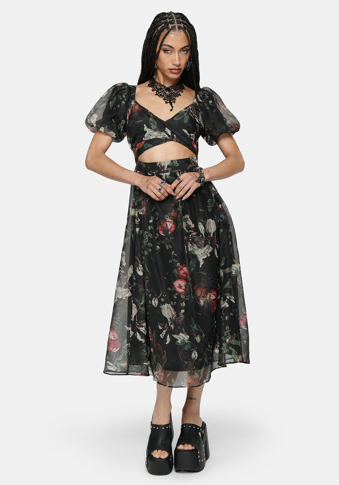 Anara Fruit Print Twist Front Midaxi Dress