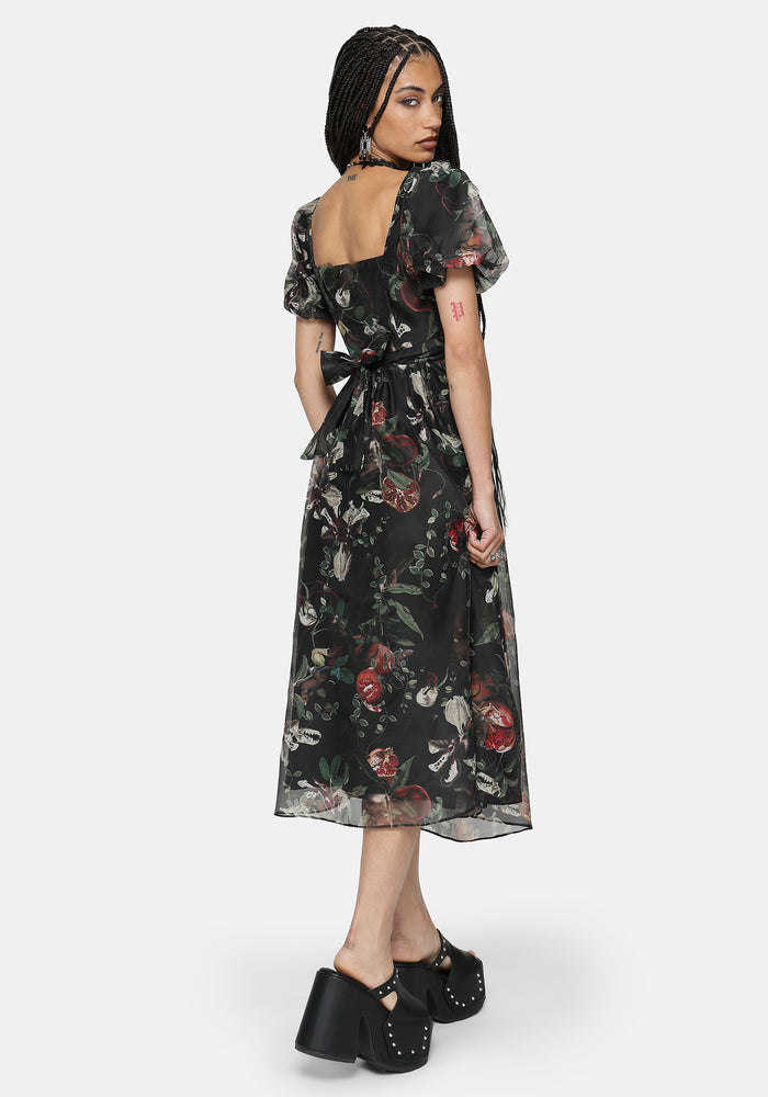 Anara Fruit Print Twist Front Midaxi Dress