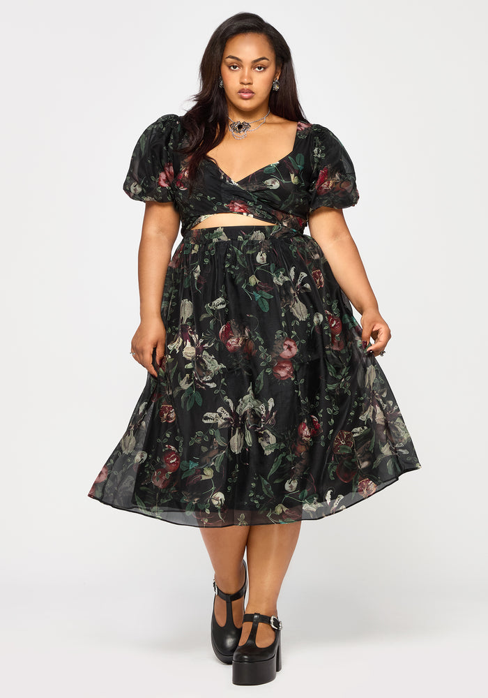 Anara Fruit Print Twist Front Midaxi Dress