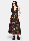 Angela Folk Embroidered Mesh Gown
