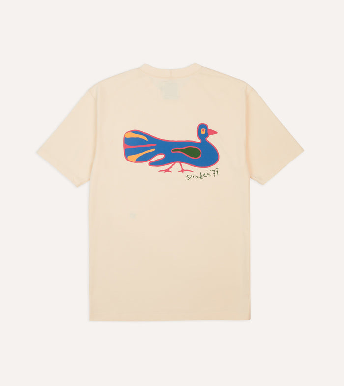 Antique White Peacock Print Short-Sleeve Hiking T-Shirt