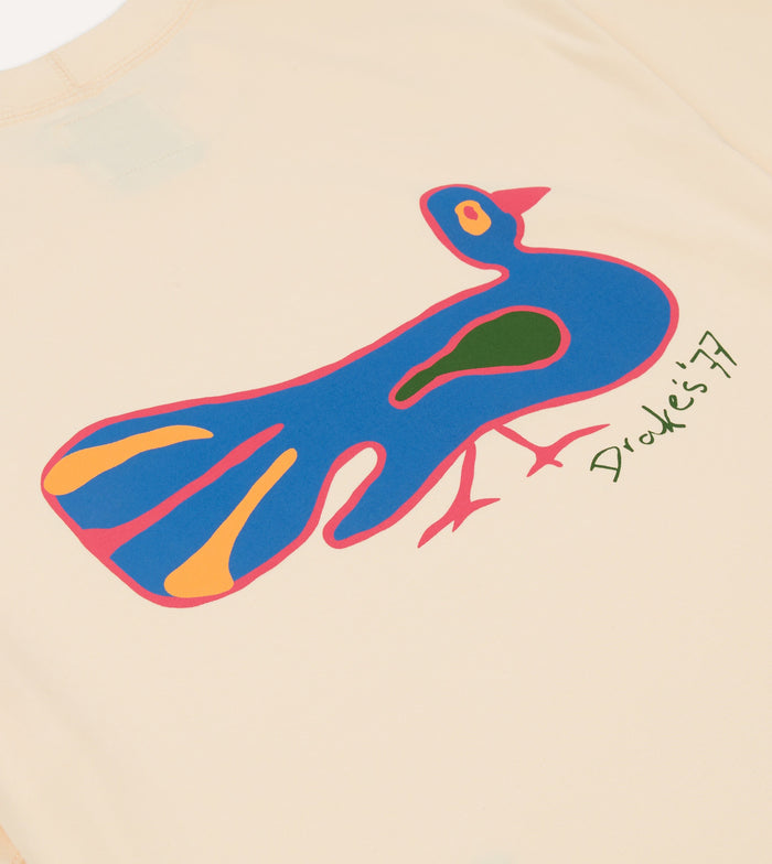 Antique White Peacock Print Short-Sleeve Hiking T-Shirt