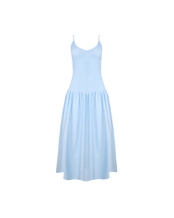 APPLE SHIRRED DRESS AIRY BLUE