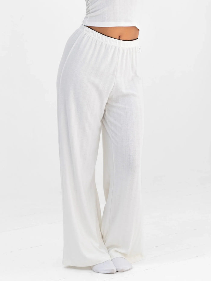Aria Pointelle Trousers - Soft White
