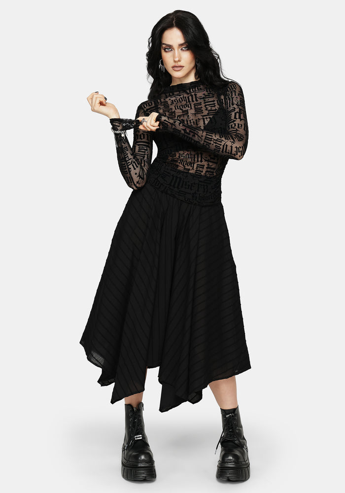 Ashes & Words Flocked Ruche Mesh Top