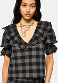 Ashwing Check Broderie Collar Blouse