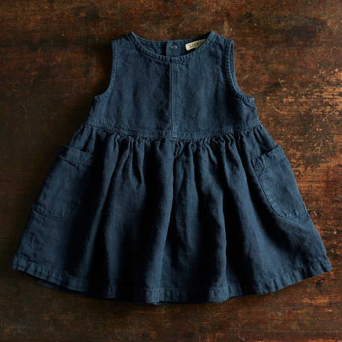 Aspen Baby & Kids Dress - Linen - Midnight