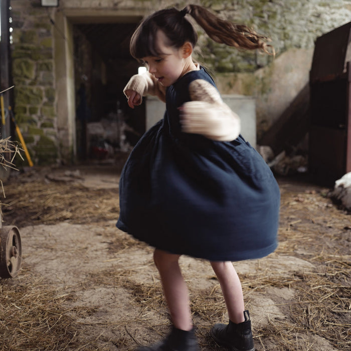 Aspen Baby & Kids Dress - Linen - Midnight