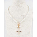 Aspen Gold Pearl Cross Pendant Necklace, White Meghan Browne Accessories