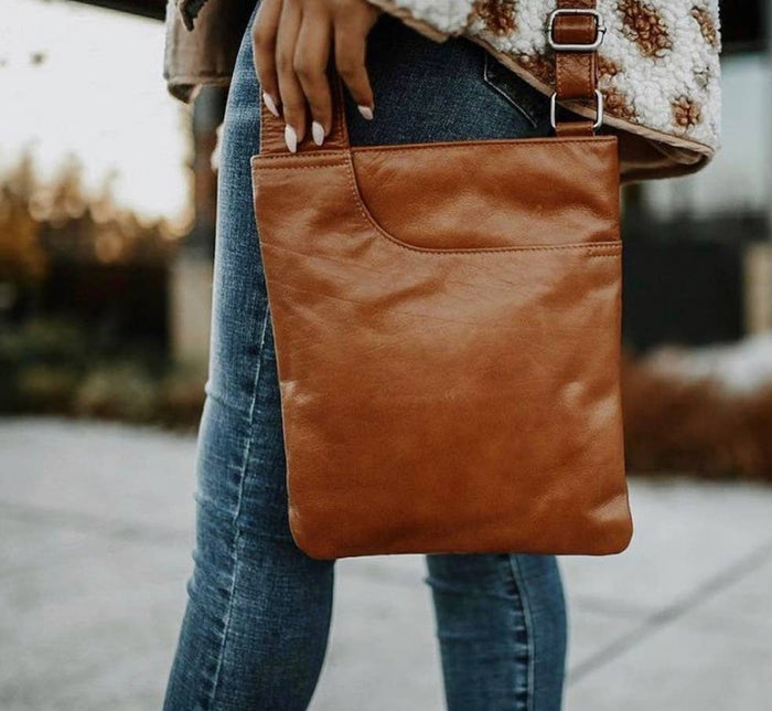 Athena Handcrafted Leather Crossbody Bags: Cognac Latico Leathers