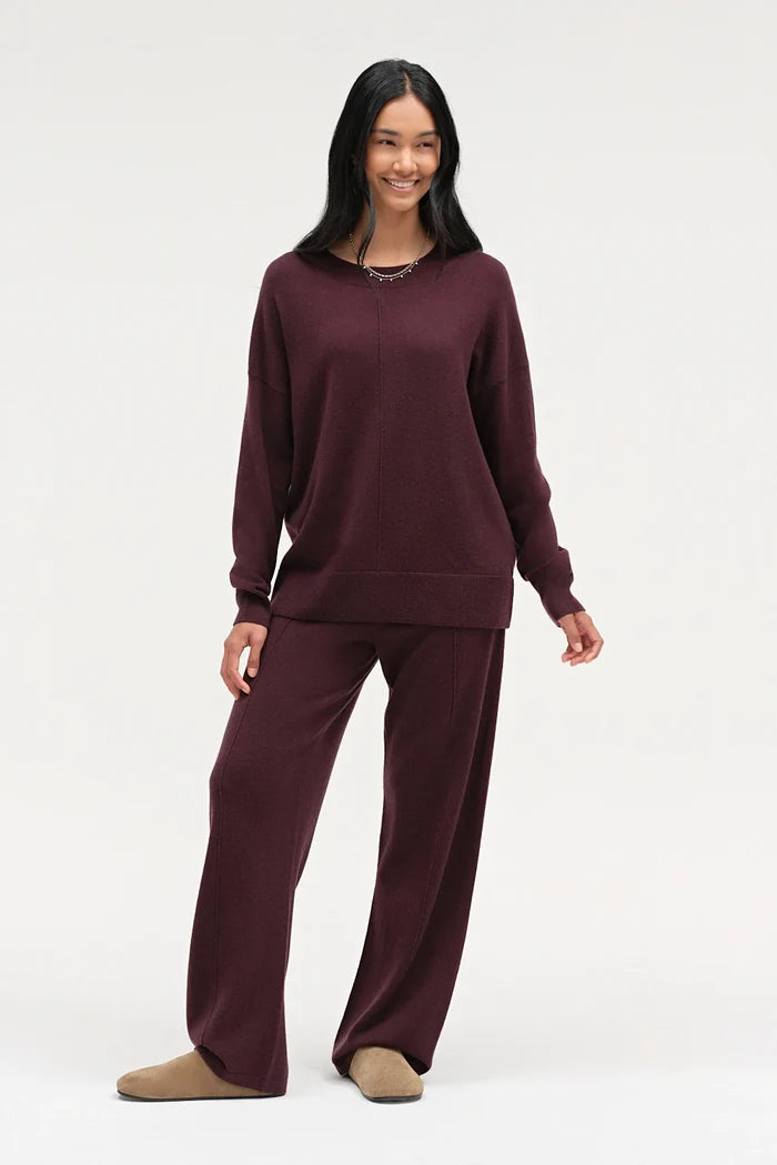 Aubergine Wool-Cashmere Slouchy Sweater