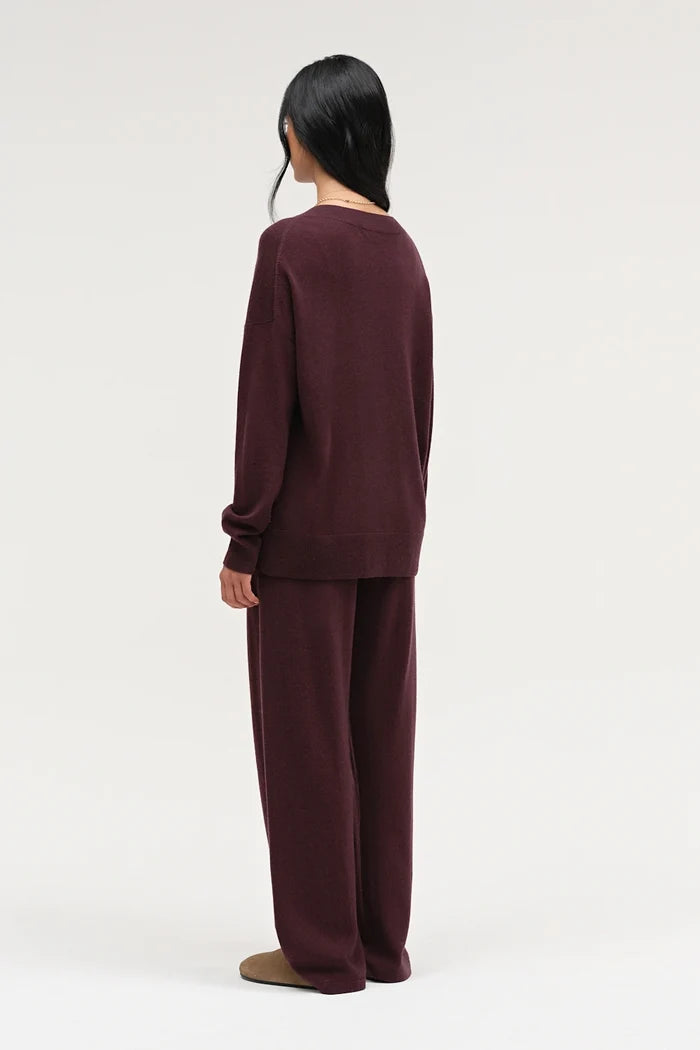 Aubergine Wool-Cashmere Slouchy Sweater